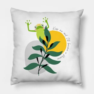 Cute Prince Frog quote design Pillow