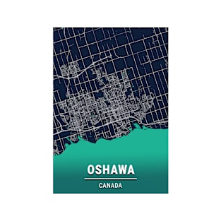 Oshawa Blue Dark Color City Map T-Shirt