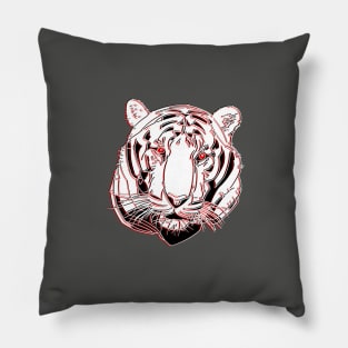 Chinese Tiger Head Feline portrait Wildcat face angry Pillow