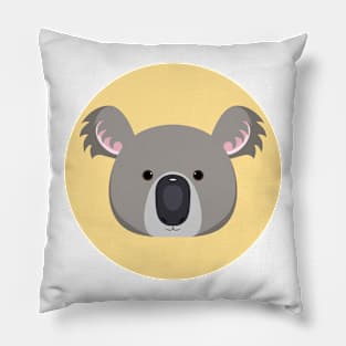 Cute grey koala baby face with yellow background Pillow