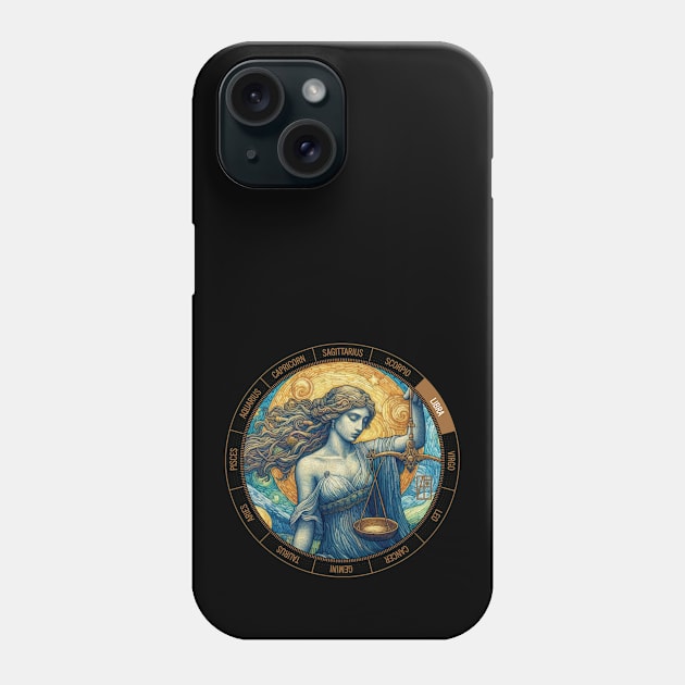 ZODIAC Libra - Astrological LIBRA - LIBRA - ZODIAC sign - Van Gogh style - 4 Phone Case by ArtProjectShop