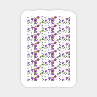 Pink flowers on white pattern Magnet