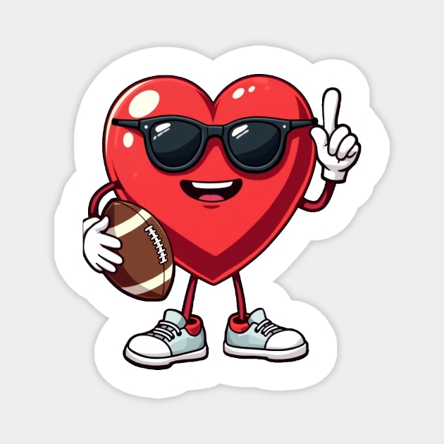 Football Valentines Day Design Boys Valentines Heart Kids Men Magnet by ArtistTee ⭐⭐⭐⭐⭐