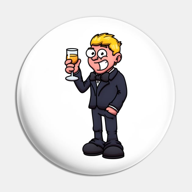 Cool Handsome Man In Suit Drinking Champagne Pin by TheMaskedTooner