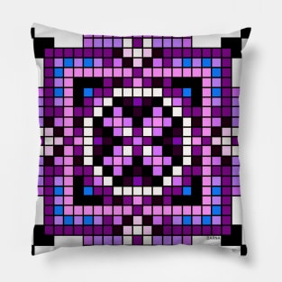 small purple pocket size pixelated mandala Pillow