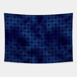 Circle Rings in Black and Classic Blue Vintage Faux Foil Art Deco Vintage Foil Pattern Tapestry