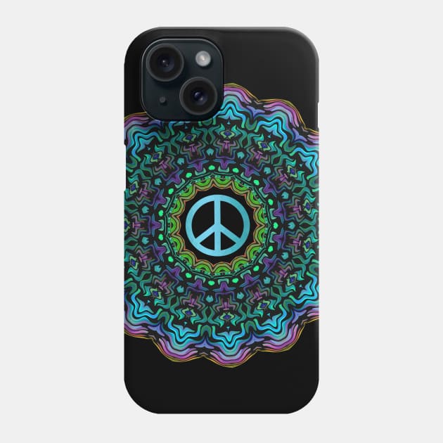 KALIEDOSCOPE Peace Sign Blue - Peace Activist Art Phone Case by SartorisArt1