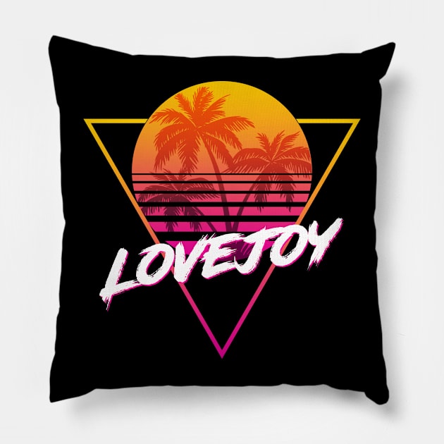 Lovejoy - Proud Name Retro 80s Sunset Aesthetic Design Pillow by DorothyMayerz Base