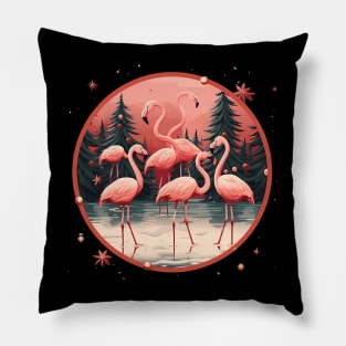 Flamingo Flock Sunset, Xmas,  Love Flamingos Pillow