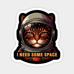 I Need Some Space meme Astronaut Tabby Cat Magnet