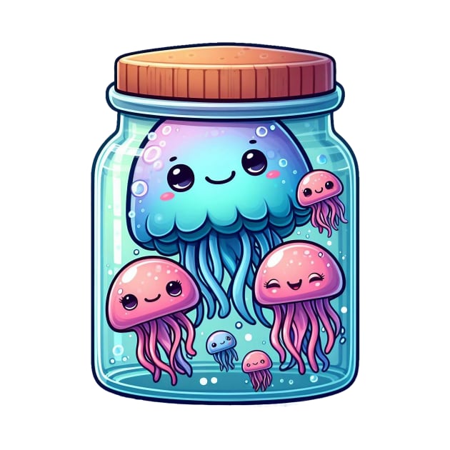 Cute Jellyfish in a Jar Illustration by Dmytro