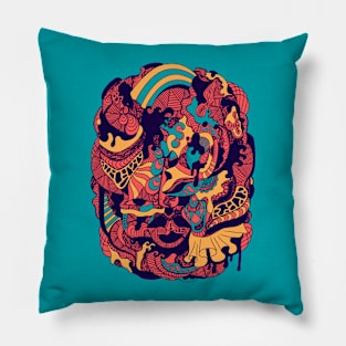 Retro Triad Abstract Wave of Thoughts No 2 Pillow