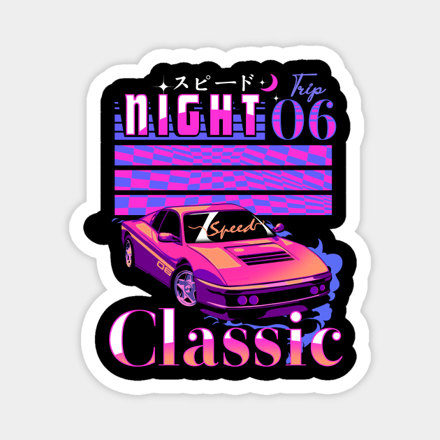 Offline Outrun Race Car Magnet by Heymoonly