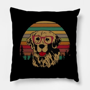 Golden Retriever On Earth Tone Sunset Pillow