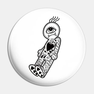 Dope little one eye monster cartoon illustration Pin