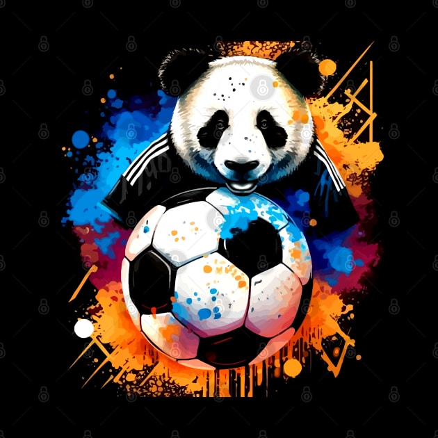 Panda Soccer Player - Soccer Futball Football - Graphiti Art Graphic Paint by MaystarUniverse