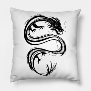 traditional chinese dragon in black Pillow