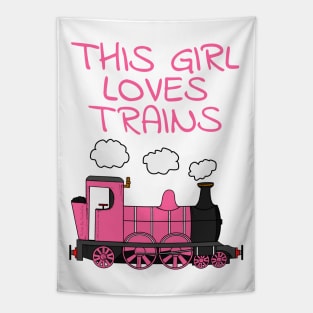 This Girl Loves Trains, Pink Steam Train Tapestry