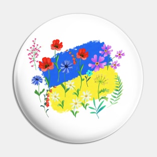 flowers on the background of the flag of ukraine Pin