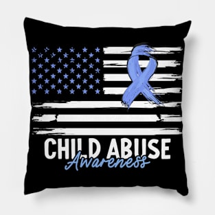 Child Abuse Prevention Awareness Month Blue Ribbon gift idea Pillow