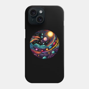 Surrealist space artwork with planets Phone Case