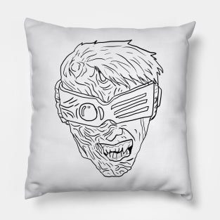 Scary Bionic Cyborg Monster Horror Black Lineart Pillow