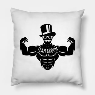 Team Groom (Stag Night / Bachelor Party / Tattoo / Black) Pillow