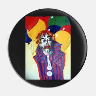 Rainbow Clown with Balloons- Painting by Avril Thomas Adelaide Artist Pin