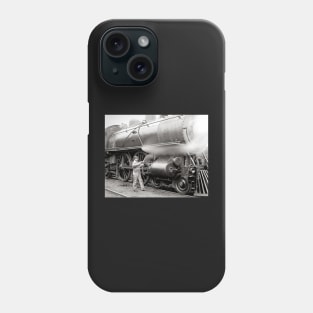 Engineer Oiling Locomotive, 1904. Vintage Photo Phone Case