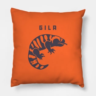 Gila, Mexican beaded lizards. Stylized art for reptile fans in dark ink Pillow