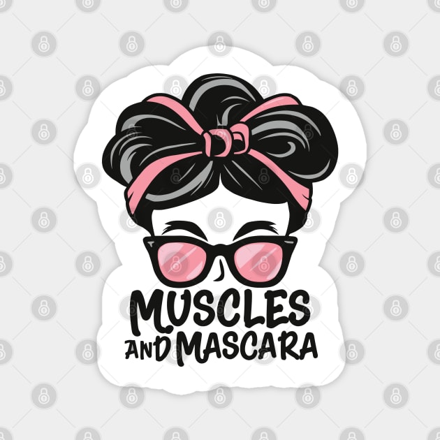 "Sassy Silhouette: Muscles and Mascara Magic" - Funny Ladies Workout Fitness Magnet by stickercuffs