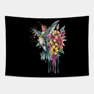 Floral Humming Bird Logo Design Tapestry