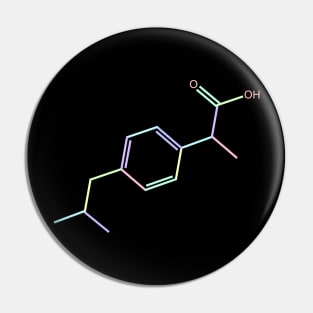 Ibuprofen Kawaii Pastel Rainbow Molecule Pin