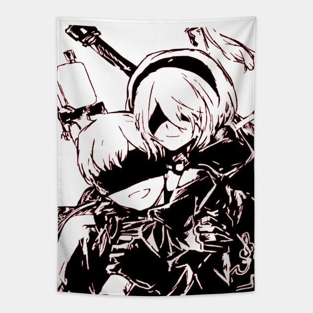 Nier Automata 2B and 9S Tapestry by OtakuPapercraft