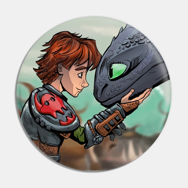 Hiccup and Toothless Friendship Pin by inhonoredglory