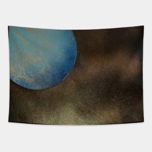 Blue and Gold Planet Tapestry
