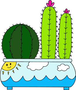 Cute Cactus Design #191: Cacti Arrangement In Sunny Ocean Pot Magnet