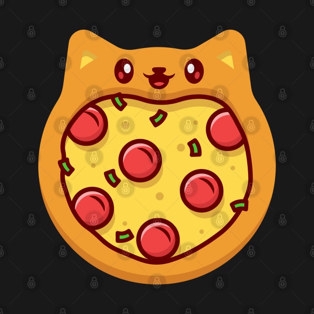 Cute Kawaii Cat Pizza by Illustradise
