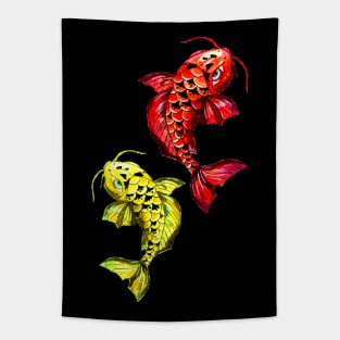 Red and Yellow Koi Carps Tapestry