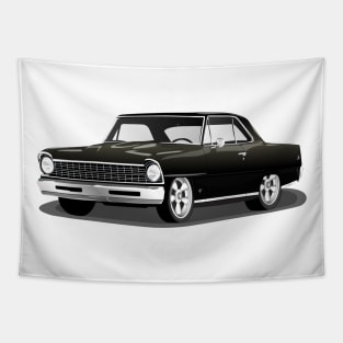 1967 Black Chevrolet Nova Print Tapestry