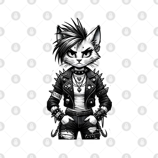 Black and White Punk Cat by OddHouse