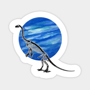 Dinosaur Skeleton in Space Deep Blue Magnet