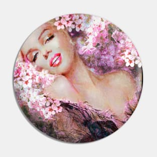 Marilyn Cherry Blossoms Pink Pin