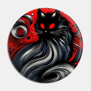 Funny Abstract Art Black Cat Demon Pin