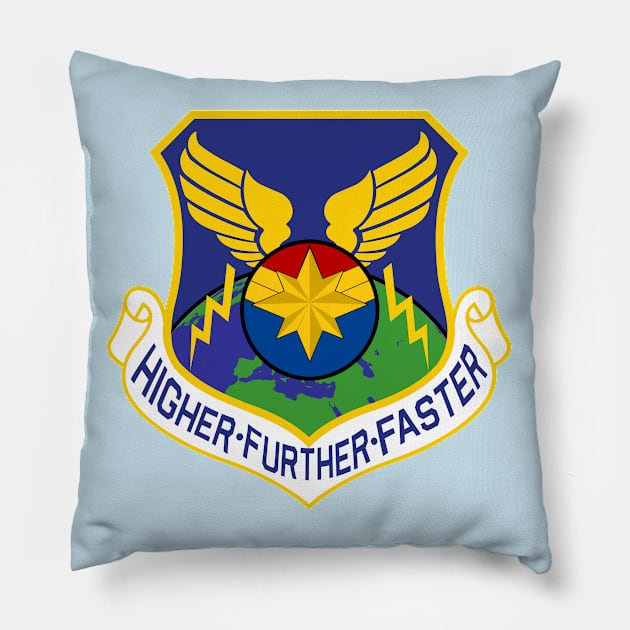 Higher Further Faster Pillow by PopCultureShirts