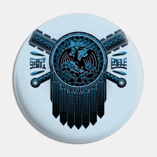 Aztec Mexica Heraldry Shield & Weapons Pin