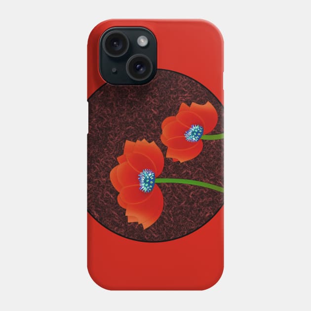 Digital Abstract of Red Poppies (MD23Mrl004) Phone Case by Maikell Designs