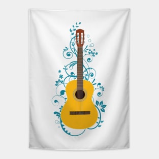 Classical Acoustic Guitar Flowering Vines Tapestry