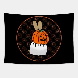 Halloween Horror Bunny Rabbit Dark Round Tapestry