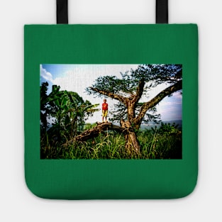 Boy on tree-amazing images Tote